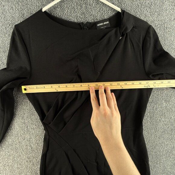 Giorgio Armani Asymmetric Keyhole Midi Dress Italy Black Size 44 (8 US) $1400 - Picture 12 of 16